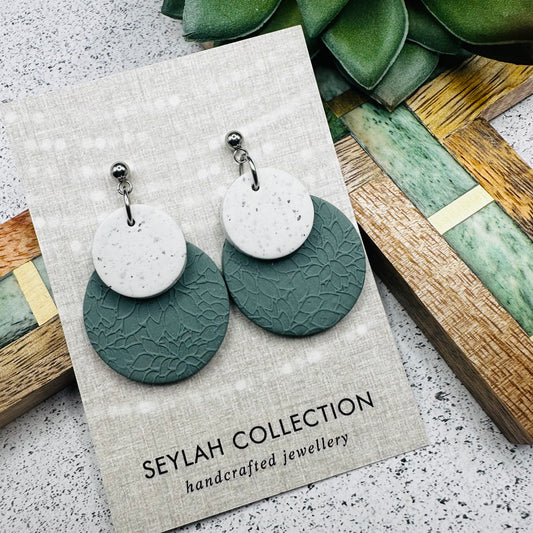 Ella Dangles | Antique Teal & White Granite