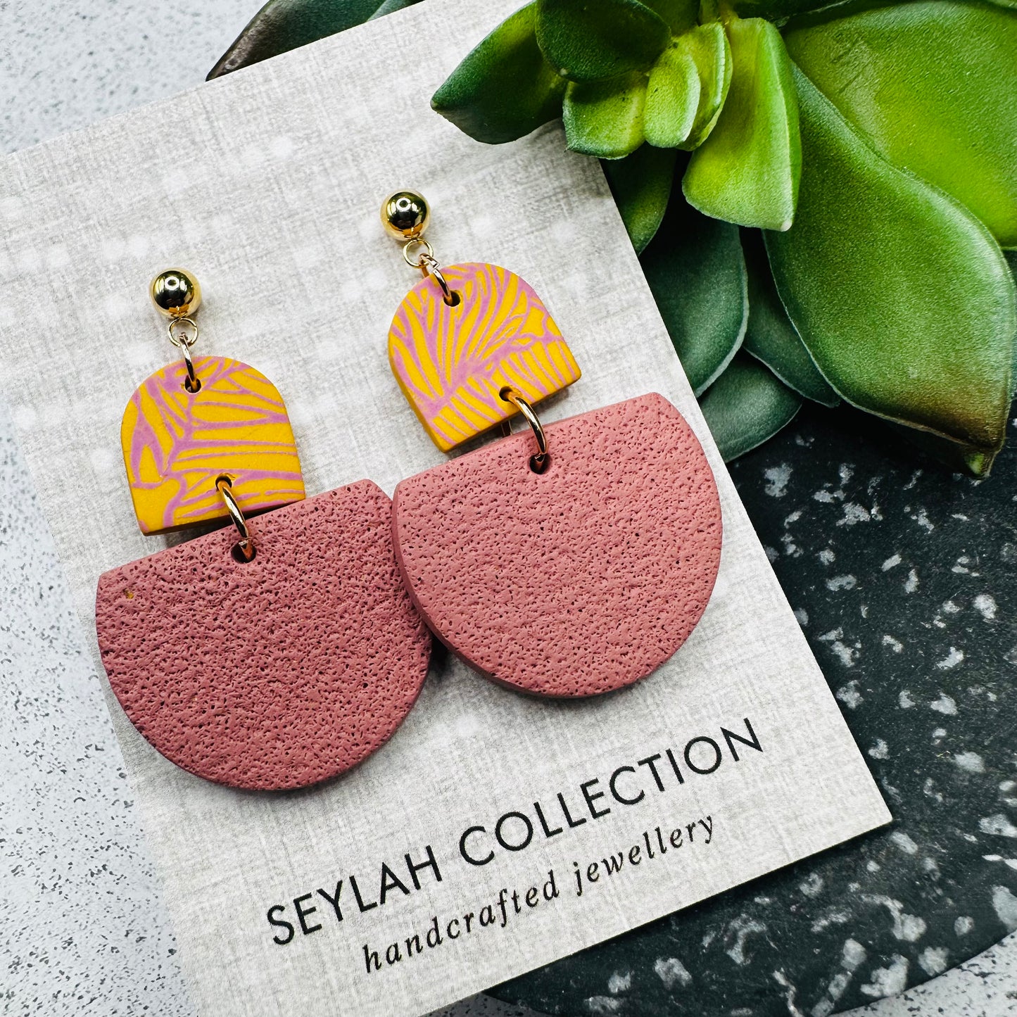 Tilda Dangles | Mustard Floral & Dusty Pink