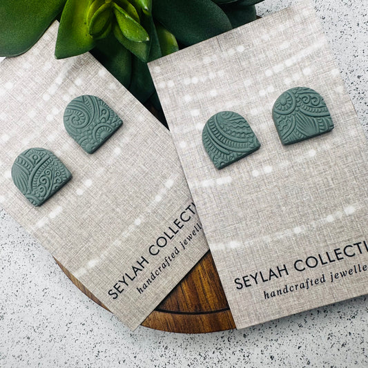 Summer Studs | Antique Teal Mandala Texture