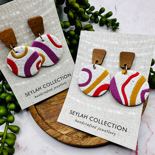Ella Dangles | Mustard, Pink & Purple Swirl