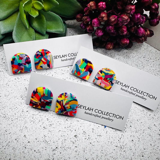 Summer Studs | Rainbow Mosaic