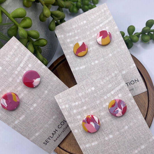 Eden Studs | Mustard, Pink & Purple Abstract