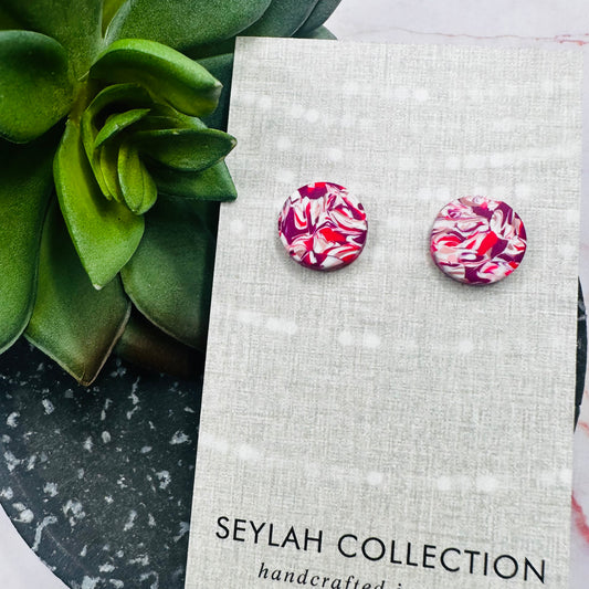 Eden Studs | Pink, White & Fandango Abstract
