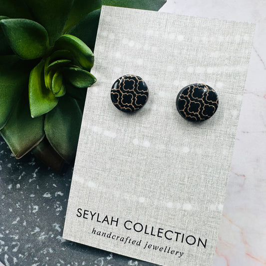 Eden Studs | Black & Copper Art Deco